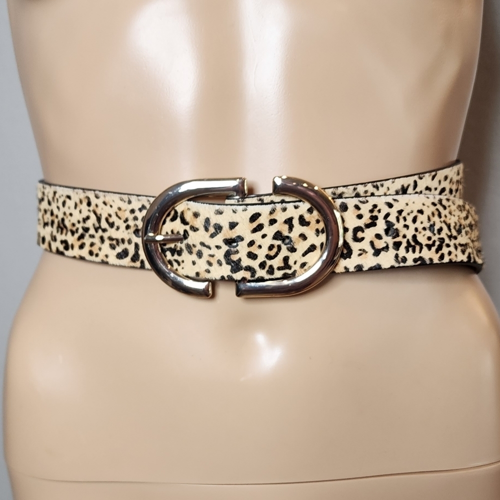 Topshop Leopard Leather Belt‎ Women's Size XS/S